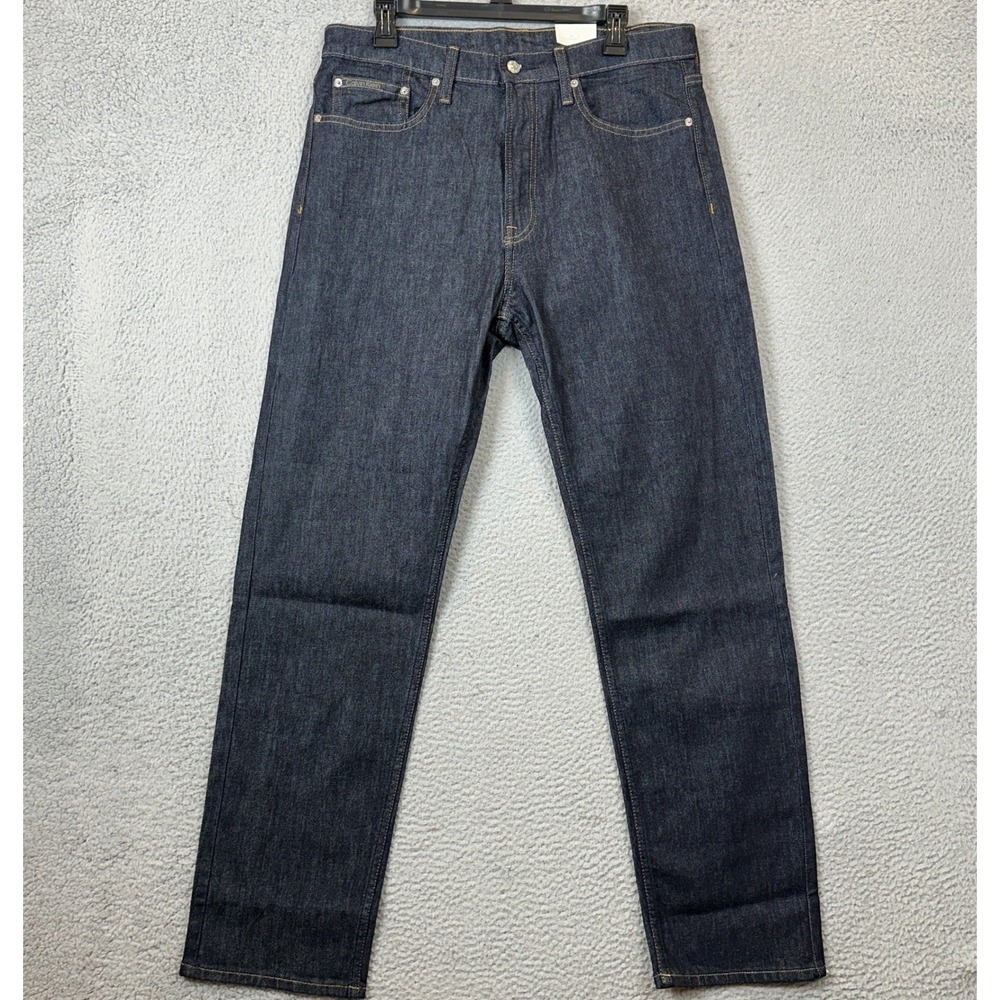 NEW Calvin Klein Jeans Mens 33X32 Standard Straight Blue Dark Wash Stretch Denim